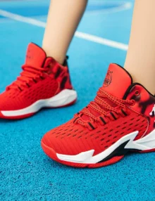Hot Sale Red High Top Kids Basketball Sneakers Mesh Breathable Boy’s Sports Shoes Non-Slip Wear Resistance Basketball Shoes Girl shoeking.se rea 2